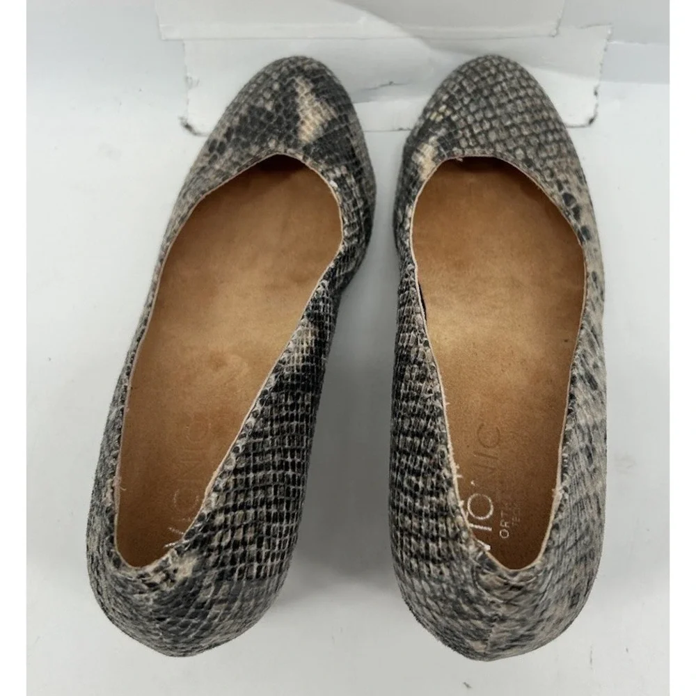 Vionic Antonia Wedge Pumps Beige And Black Snake Print Leather Women's‎ Size 7